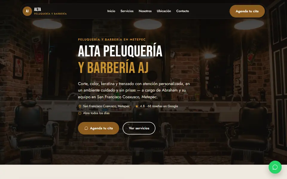 Página de inicio de Alta Peluquería y Barbería AJ