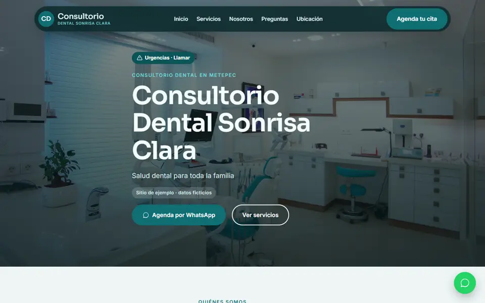 Página de inicio de Consultorio Dental Sonrisa Clara