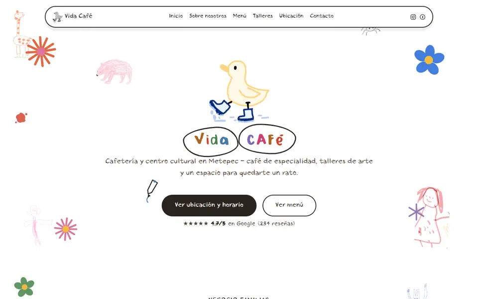 Página de inicio de Vida Café